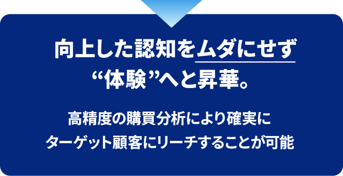 向上した認知をムダにせず体験へと昇華。高精度の購買分析により確実にターゲット顧客にリーチすることが可能